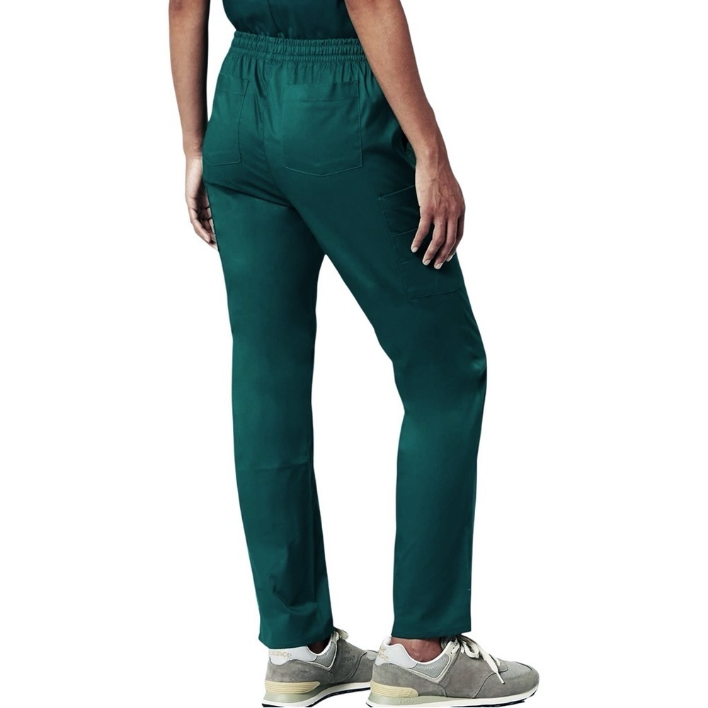 Women’s Scrub Pant Quick-Dry Cargo Pocket Pull-on Waist Stretch Hunter Green NWT - Picture 3 of 4